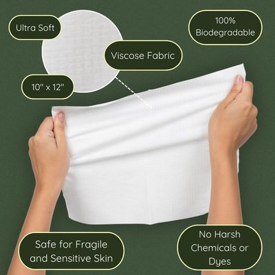 Merbeau Clean Facial Towels for Sensitive Skin, 100% USDA Biobased Face Towels, 50 Count, Ultra Soft, Makeup Remover Dry Wipes, Viscose