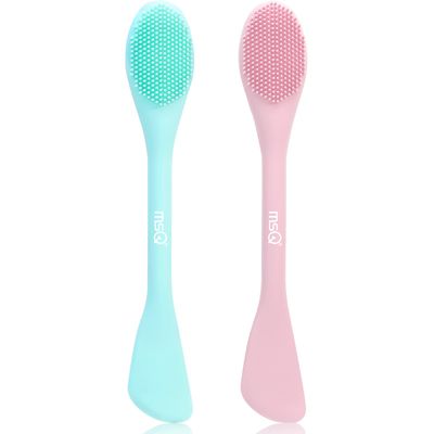MSQ Silicone Face Mask Brush, Soft Facial Cleansing Scrubber, 2 Pack Double-End Facial Mask Brush for Mud, Clay, Charcoal Mixed Mask, DIY, Skincare Applicator Tools (Pink)