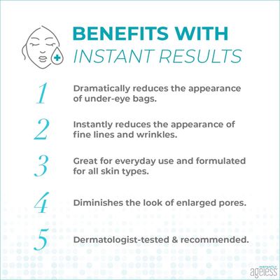 Instantly Ageless Facelift in A Box - Instant Eye Bag Remover Puffiness -1 Box of 25 Vials and Free Makeup Bag - Instant Under Eye Bags Remover - Instant Wrinkle Remover for Face Instant Lift