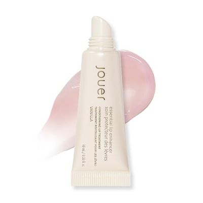 Jouer Essential Vegan Lip Enhancer - Plumping Lip Gloss - Enhancing Lip Conditioner - Moisturize, Plump, &amp; Nourishing Lip Care - Jojoba Seed Oil &amp; Maxi Lip Formula for Moisturizing &amp; Fullness, Vanilla