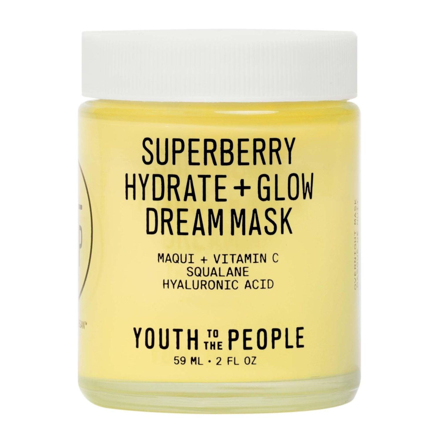 Youth To The People Superberry Glow Dream Mask - Brightening Overnight Face Mask + Hyaluronic Acid Night Moisturizer with Vitamin C &amp; Squalane Oil for Even Skin Tone - Clean, Vegan Skincare (2oz)