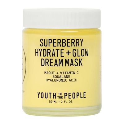 Youth To The People Superberry Glow Dream Mask - Brightening Overnight Face Mask + Hyaluronic Acid Night Moisturizer with Vitamin C &amp; Squalane Oil for Even Skin Tone - Clean, Vegan Skincare (2oz)