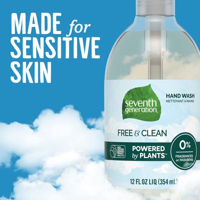 Seventh Generation Liquid Hand Soap Fragrance Free Free &amp; Clean Unscented Hand Soap 12 Fl.oz, Pack of 8