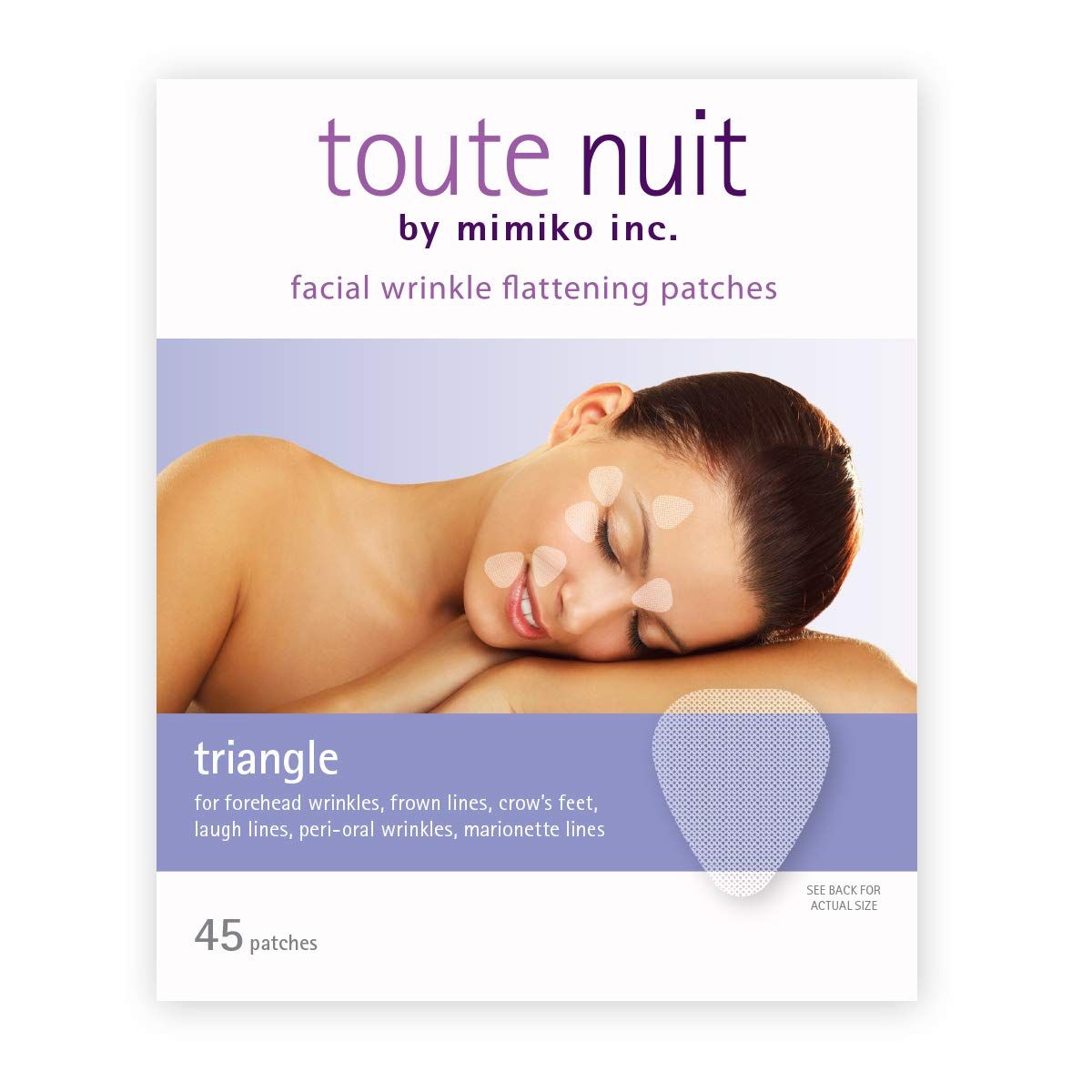 Toute Nuit Facial Wrinkle Patches, Face Tape, Triangle, Frown Lines, Around Eyes and Mouth, 45 Patches