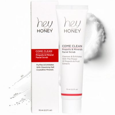 Hey Honey Skincare Propolis and Dead Sea Salt Microdermabrasion Facial Scrub For Sensitive Skin | Non-Abrasive Exfoliating Aimed Brighten Acne Scars, Remove Blackheads &amp; Dead Skin Cells | 2.2 oz