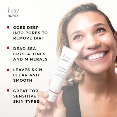Hey Honey Skincare Propolis and Dead Sea Salt Microdermabrasion Facial Scrub For Sensitive Skin | Non-Abrasive Exfoliating Aimed Brighten Acne Scars, Remove Blackheads &amp; Dead Skin Cells | 2.2 oz