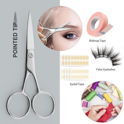 Professional Small Eyebrow Scissors for Women, Facial Beauty Cosmetic Lash Scissors Trimming with Pink Leather Case (Pointed Tip)