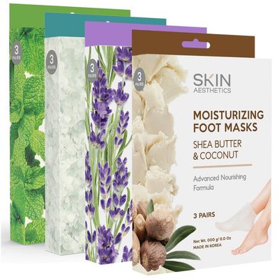 Skin Aesthetics Foot Mask - Deep Moisturizing, Softens Feet, Repairs Cracked Skin - Clean Beauty, Foot Care, Natural Ingredients, Cruelty-Free Korean Skin Care for All Skin Types - Set of 4