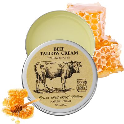 MROUVIK Beef Tallow for Skin, Tallow and Honey Balm,Tallow Face Moisturizer, Natural Organic Grass-Fed Beef Tallow Balm with Raw Honey Moisturizing Cream for Body Lotion Skin Care