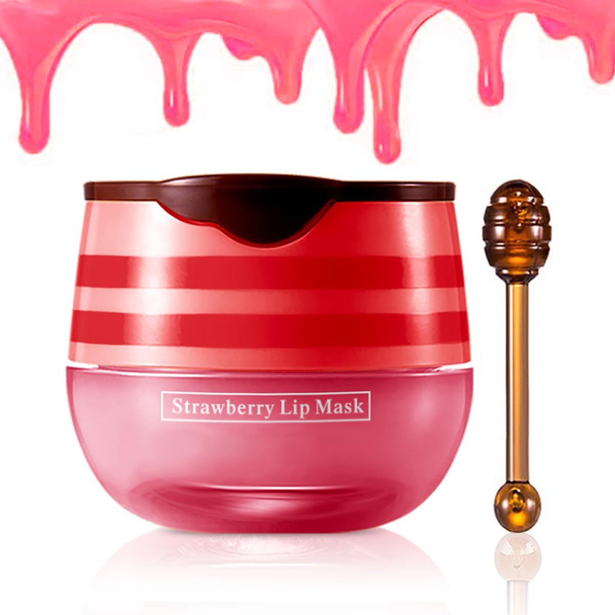 Strawberry Lip Balm, Vitamin E Moisturizing Propolis Sleeping Lip Mask, Effective Reduces Lip Lines Prevention Dry and Cracked Lip Scrubs Exfoliator Smoothing Dry Lip Care