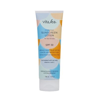 Noodle &amp; Boo VitaSea Hydrating Sunscreen Lotion for Face and Body, Broad Spectrum Reef Friendly Sunscreen SPF 50, UVA &amp; UVB Protection, Formulated with Sea Kelp, Vitamin E &amp; C, 4 Fl Oz