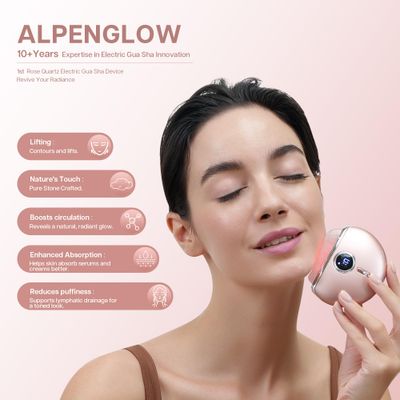 VRAIKO Alpenglow Electric Gua Sha Device, Rose Quartz Gua Sha Facial Tools with Heat and Vibration, Gua Sha Face Massager for Lymphatic Drainage, Lift, Puffiness, Rejuvenation and Natural Glow