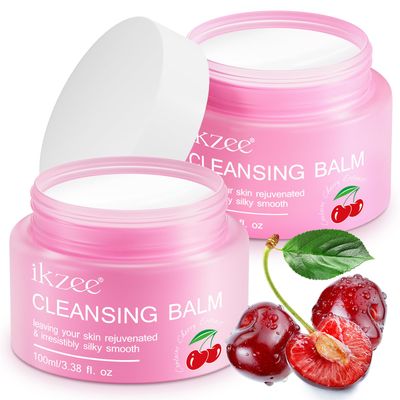 ZIXAOK Cleansing Balm Makeup Remover - 100ml Deep Nourishing Makeup Remover Balm, Luxurious Hydrating Cleanser for Waterproof Makeup, Gentle for All Skin Types, Cherry Scented