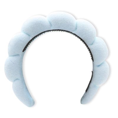Sponge Spa Headband for Women Washing Face,Makeup Headbands, Non Slip Puffy&amp;Terry Cloth Fabric Hairband,Skincare Headbands for Girls Makeup, Thick Thin Headband for Makeup Removal (Baby blue)