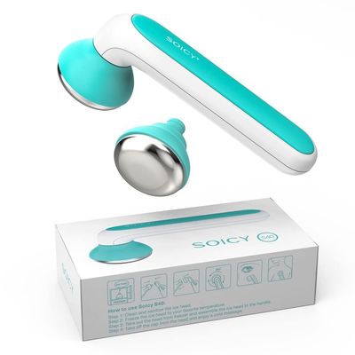 SOICY S40 Metal Ice Roller for Face Under Eye Ice Face Roller Massager for Migraine Pain Skin Care Tools for Whole Body Minor Injury Cold Compresswith 2 Stainless Steel Replacement Heads Blue