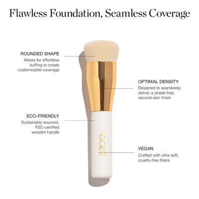 Ogee Foundation Brush - Professional Quality Makeup Brush - Ultra-Soft Base Brush with Vegan Bristles for Flawless Makeup Application - Premium Foundation Brush for Liquid Makeup