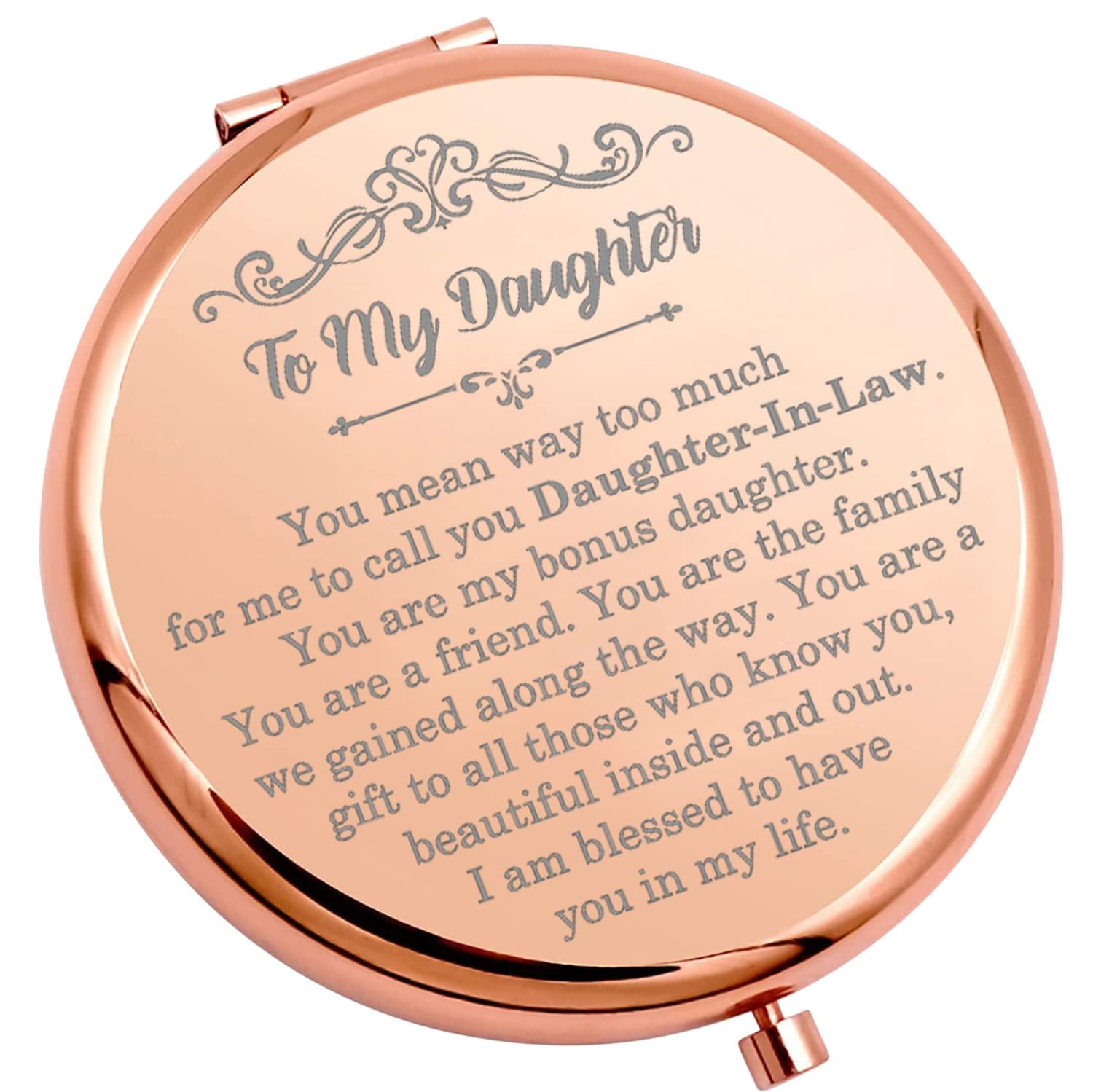 WSNANG Daughter in Law Gift Daughter in Law Compact Pocket Makeup Mirror Gift for Bridal Bonus Daughter Travel Makeup Mirror (Daughter-in-Law Mirror)