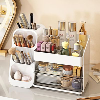 Large Vanity Top Skin Care Organizer, Perfume Skin Care Makeup Cabinet With Drawers Capacity Makeup Organizer With Drawers Countertop Organizer Perfect Storage