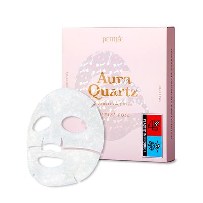 Petitfee Aura Quartz Hydrogel Face Mask Crystal Rose 30g*5ea - Rose Facial Mask for Radiant Skin with Pearl Protein, Collagen, Hyaluronic Acid, Brighten &amp; Supple Face, Hydrating, Soothing Skin