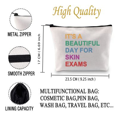 JXGZSO Dermatology Nurse Dermatology Practice Gift It's A Beautiful Day For Skin Exams Cosmetic Bag Dermatology Student Gift (Skin Exams BAG)