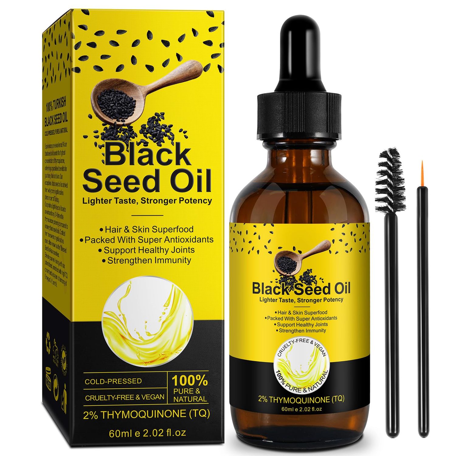 SOLOTREE Cold Pressed Black Cumin Seed Oil, 2.02 Fl Oz, Moisturizing for Hair Growth and Skin Care