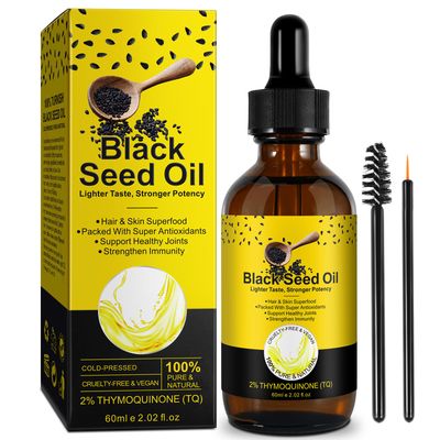 SOLOTREE Cold Pressed Black Cumin Seed Oil, 2.02 Fl Oz, Moisturizing for Hair Growth and Skin Care