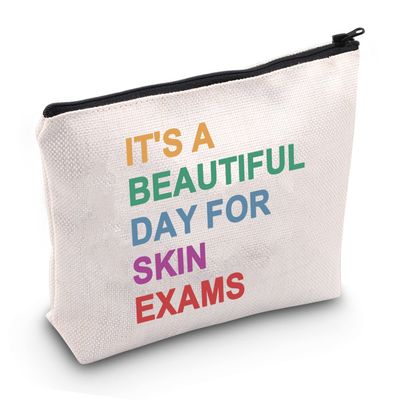 JXGZSO Dermatology Nurse Dermatology Practice Gift It&#39;s A Beautiful Day For Skin Exams Cosmetic Bag Dermatology Student Gift (Skin Exams BAG)