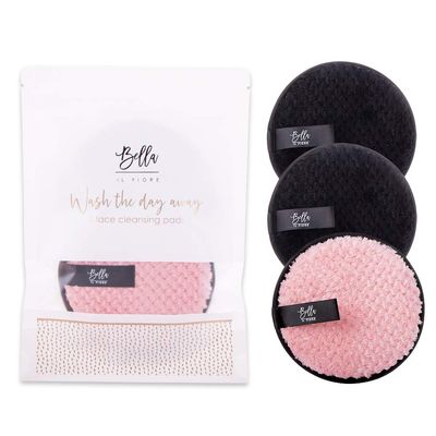 Wash the Day Away - 3 Piece Face Cleansing Pads (Black &amp; Pink)