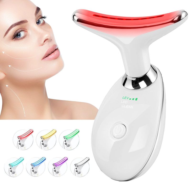 Red-Light-Therapy-for-Face and Neck, Face  culpting Wand with 7 Color, Anti rinkles Facial Massager for Face and Neck Tool for Skin Care (White)