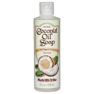 NutriBiotic - Pure Coconut Oil Soap, Unscented 8 Oz | Certified Organic, Unrefined, Biodegradable | Vegan &amp; Made without GMOs, Gluten, Parabens or Sulfates | Rich, Cleansing Lather