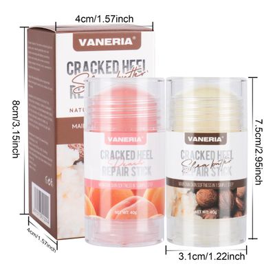 VANERIA Cracked Heel Repair Stick,Heel Balm for Dry Cracked Feet Treatment with Shea Butter &amp; Coconut Oil,Deeply Moisturize &amp; Soften Feet,Exfoliates Dead Skin 40g(Shea Scent)