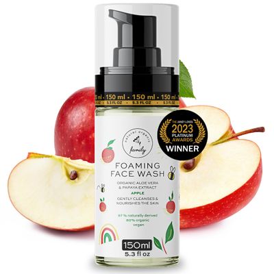 Kids Organic Foaming Face Wash - Natural Skincare for Teen Girls 10-12 - Hydrating Exfoliating &amp; Non Toxic Moisturizer Soap for Tweens &amp; Preteens