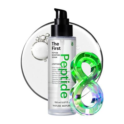 Nature Republic The First Peptide Boosting Serum, 8 Peptides, Niacinamide &amp; Triple Hyaluronic Acid Complex,17 Amino acids, Bouncier&amp;plumper look for All Skin Types, Korean Skin Care 150ml/5.07 fl oz