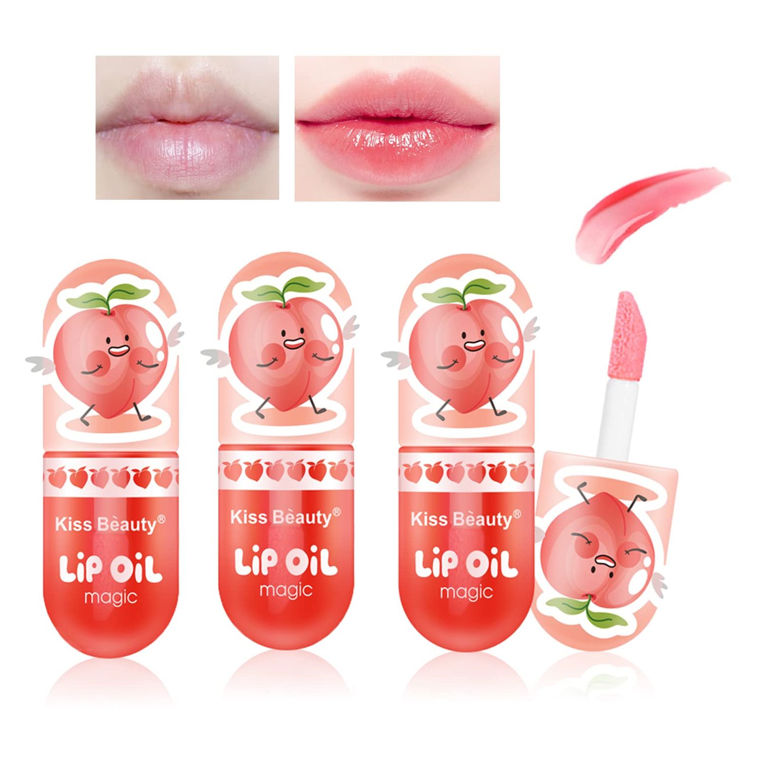 Hydrating Plumping Lip Gloss, Temperature Color Changing Long Lasting Moisturizing Lip Care Lip Oil Gloss, Transparent Nourishing Lip Plumper Oil for Women and Girls (3PCS)