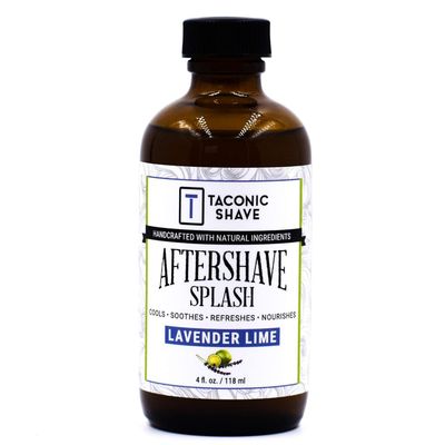 Taconic Shave, Natural Aftershave Splash 4 oz, Lavender Lime, Skin Cooling, Refreshing and Moisturizing, After-Shave Liquid Formula with All-Natural Ingredients, Artisan Made in The USA