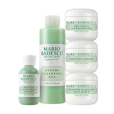 Mario Badescu-men Grooming Basics 5 Piece-kit, Skin Care Gift Set for-men-with Pre Shave Conditioner, Shaving Cream, Almond &amp; Honey Face Scrub, After Shave Lotion, and Enzyme Cleansing Gel