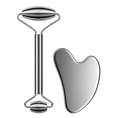 Stainless Steel Face Roller and Gua Sha Set, Asian Beauty Secret for Face, Eye, Nose, Neck, Body Muscle Relaxing Prevents Wrinkles Facial Massage Tools - 100% Authentic Genuine Stainless Steel