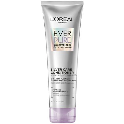 L&#39;Oreal Paris EverPure Silver Care Sulfate Free Conditioner, Brightening and Nourishing Hair Care for Gray and Silver Hair, Vegan Formula with Peptides, 8.5 Fl Oz