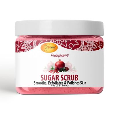 SPA REDI - Sugar Body Scrub, Pomegranate, 16 Oz, Exfoliating, Moisturizing, Hydrating and Nourishing, Glow, Polish, Smooth and Fresh Skin - Body Exfoliator