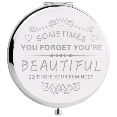 HYOUCHANG Sister Gifts -Silver Compact Makeup Mirror, Gifts for Women, Valentine&#39;s Day, Christmas, Mother&#39;s Day, Graduation Party, The Most Memorable Gift for mom, Wife, Sister, Daughter, Friend