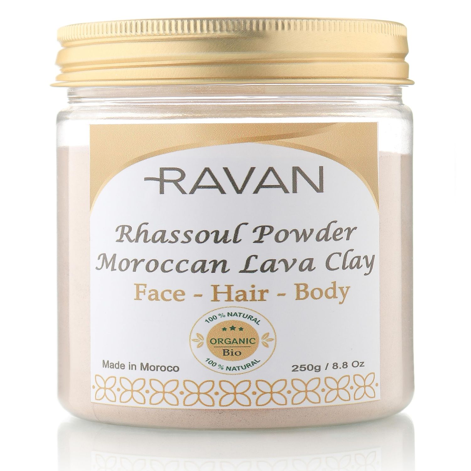 Ravan Moroccan Rhassoul Raw Clay Powder - Rich in Minerals - a Natural Detox for Face - Hair &amp; Body - 8.8 Oz
