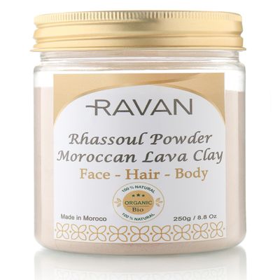 Ravan Moroccan Rhassoul Raw Clay Powder - Rich in Minerals - a Natural Detox for Face - Hair &amp; Body - 8.8 Oz