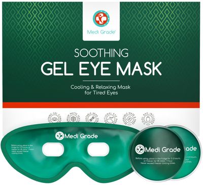 Medi Grade Cooling Eye Mask for Puffy Eyes, Allergies, Sinuses - Reusable Gel Eye Mask and Cooling Eye Pads with Thermo-Bag for Dark Circles, Hangovers and Migraine Relief - Cold Eye Mask