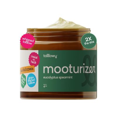 Whipped Beef Tallow Balm, 4oz, 100% Grass Fed Grass Finished, Face Moisturizer &amp; Body Cream, Beef Fat Lip Balm &amp; Natural Honey Lotion for Sensitive Skin (4oz, Eucalyptus Spearmint)