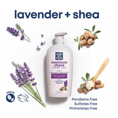 Kiss My Face Moisture Shave, Lavender &amp; Shea 11 oz