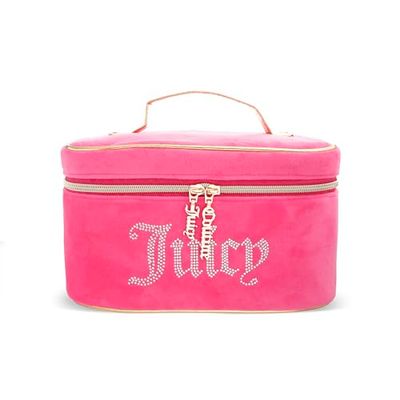 Juicy Couture Women&#39;s Cosmetics Bag - Travel Makeup and Toiletries Train Case Organizer, Size One Size, Pink Juicy