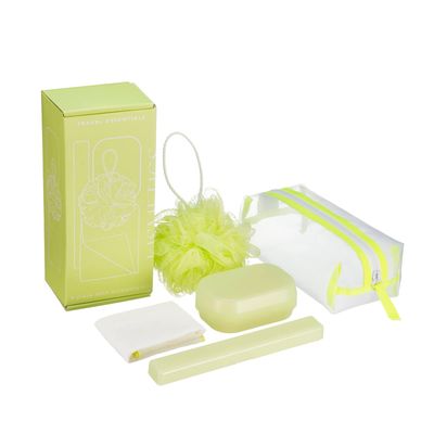 KISMETICS - Travel Essentials 5 Piece Bath Accessory Kit, Bath Accessories with Toiletry Bag, Doop Kit (Lime)