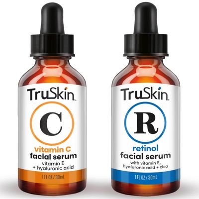 TruSkin Face Serum Duo - Retinol Serum for Face &amp; Vitamin C Serum - Anti Aging Skin Care Gift Set for Women - Skin Care for Bright, Smooth, &amp; Firm Skin - 1 fl oz, 2 Bottles