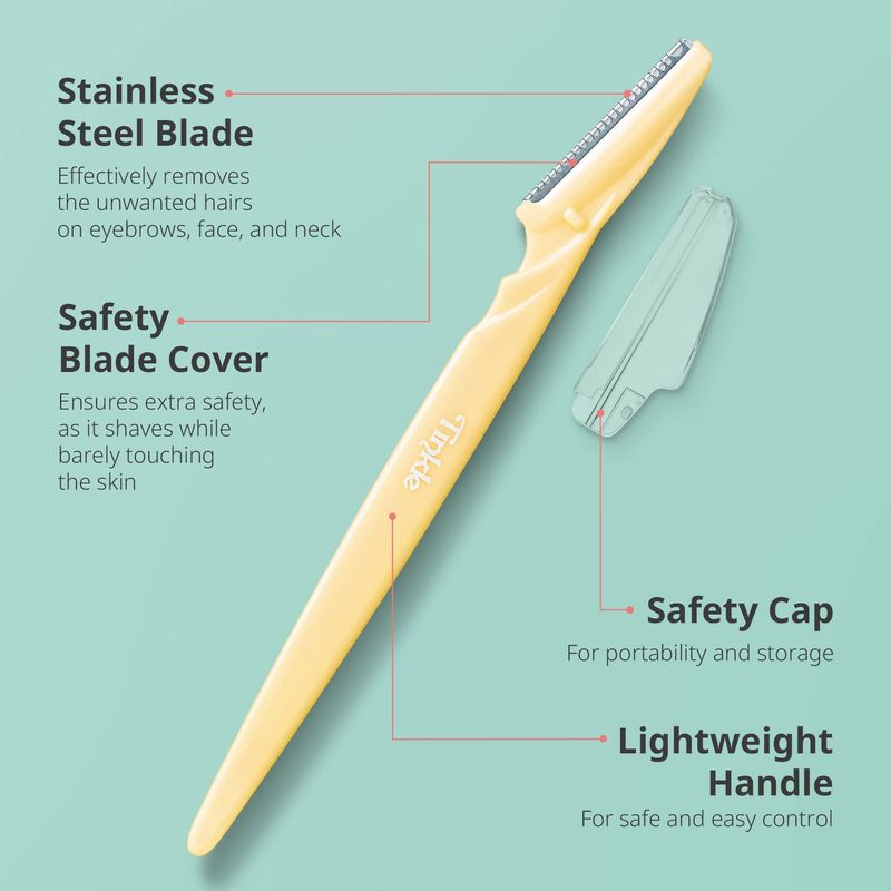 Tinkle Dermaplaning Tool 6 razors/Dermaplanie Razor, Eyebrow Razor, Facial Razor, Face Razor Peach Fuzz Remover, Exfoliating Face With Stainless Steel Safety Cover for Sensitive Skin