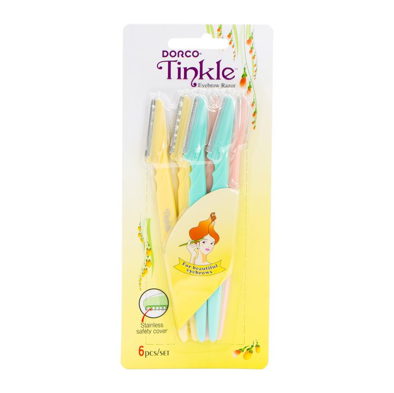 Tinkle Dermaplaning Tool 6 razors/Dermaplanie Razor, Eyebrow Razor, Facial Razor, Face Razor Peach Fuzz Remover, Exfoliating Face With Stainless Steel Safety Cover for Sensitive Skin
